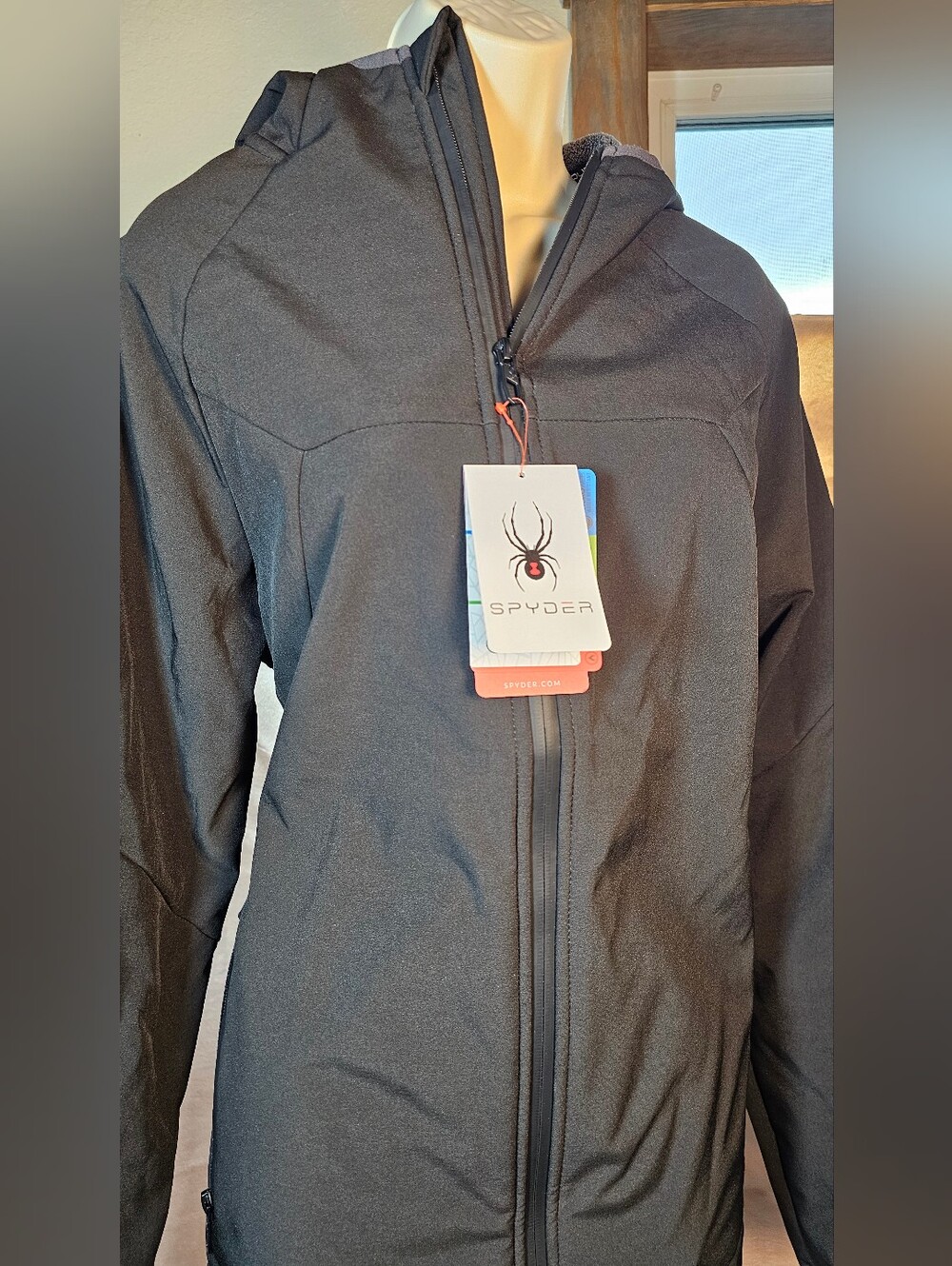 Spyder Women's Hooded Softshell Jacket Black HydroWEB Wind Resistant NWT